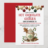 ホットチョコレートとクッキーのクリスマスパーティー 招待状 (正面/裏面)