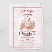 ホットチョコレートとクッキーのピンククリスマスパーティー 招待状 (正面)