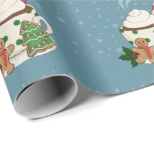 ホットチョコレートとジンジャーブレッドのクッキー – クリスマス ラッピングペーパー (ロールコーナー)