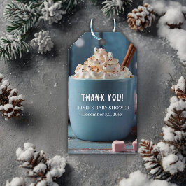 ホットチョコレートとホイップクリーム居心地の良いベビーシャワー ギフトタグ