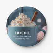 ホットチョコレートとホイップクリーム居心地の良いベビーシャワー ペーパープレート (正面)