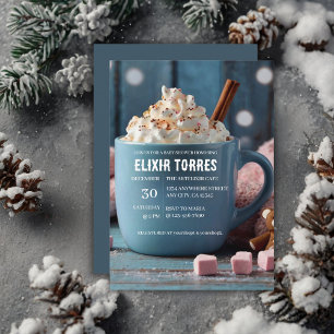 ホットチョコレートとホイップクリーム居心地の良いベビーシャワー 招待状