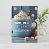 ホットチョコレートとホイップクリーム居心地の良いベビーシャワー 招待状 (スタンド正面)