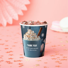 ホットチョコレートとホイップクリーム居心地の良いベビーシャワー 紙コップ