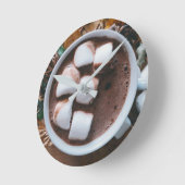 ホットチョコレートとマシュマロコア ラウンド壁時計 (傾斜)