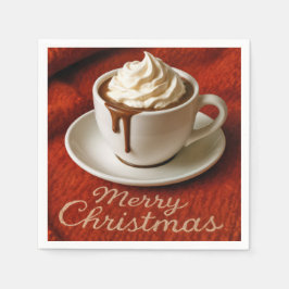 ホットチョコレートとメリークリスマスの文字 スタンダードカクテルナプキン
