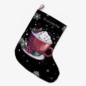 ホットチョコレートのクリスマスカッパーソナライズされたプ ラージクリスマスストッキング (正面 (吊り時))