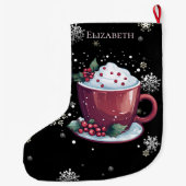 ホットチョコレートのクリスマスカッパーソナライズされたプ ラージクリスマスストッキング (裏面)