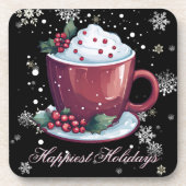 ホットチョコレートのクリスマスカップ コースター (正面)