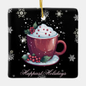 ホットチョコレートのクリスマスカップ セラミックオーナメント (正面)