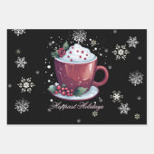 ホットチョコレートのクリスマスカップ ラッピングペーパーシート (正面)