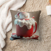 ホットチョコレートのクリスマスマシュマロ雪だるま クッション (ブランケット)