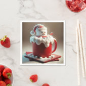 ホットチョコレートのクリスマスマシュマロ雪だるま スタンダードカクテルナプキン (インサイチュ)