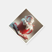 ホットチョコレートのクリスマスマシュマロ雪だるま スタンダードカクテルナプキン (角)