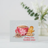 ホットチョコレートのジンジャーブレッドのクリスマスウィッシュ シーズンポストカード (スタンド正面)