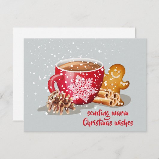 ホットチョコレートのジンジャーブレッドのクリスマスウィッシュ シーズンポストカード (正面/裏面)