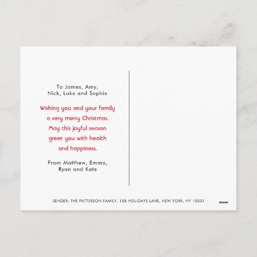 ホットチョコレートのジンジャーブレッドのクリスマスウィッシュ シーズンポストカード (裏面)