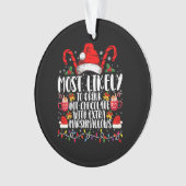 ホットチョコレートのマシュマロを食べる可能性が最も高い オーナメント (正面)