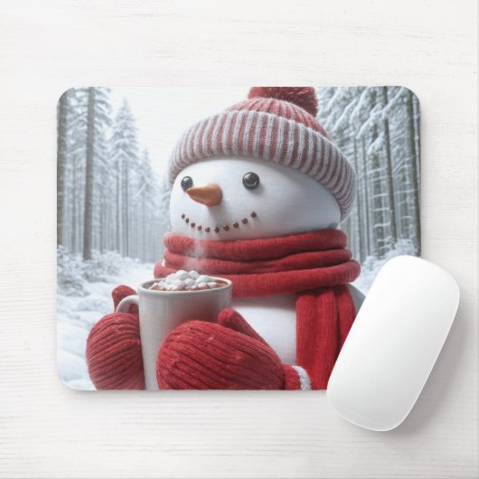 ホットチョコレートの雪だるま マウスパッド (マウス)