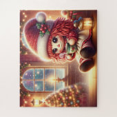 ホットチョコレートを飲むかわいいクリスマスドール ジグソーパズル (縦)