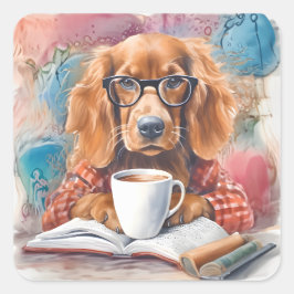 ホットチョコレートを1杯飲んだ犬 スクエアシール