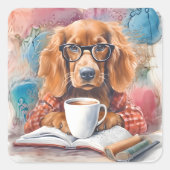 ホットチョコレートを1杯飲んだ犬 スクエアシール (正面)