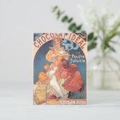 ホットチョコレートウィメンレディヴィンテージ葉書 ポストカード (スタンド正面)