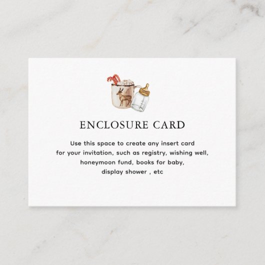 ホットチョコレートウィンターベビーシャワーカスタム エンクロージャーカード (正面)