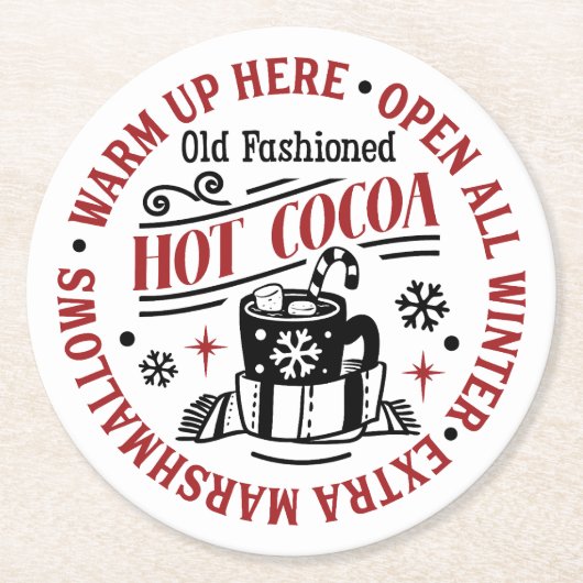 ホットチョコレートウォーミングアップここパーティー局 ラウンドペーパーコースター (正面)