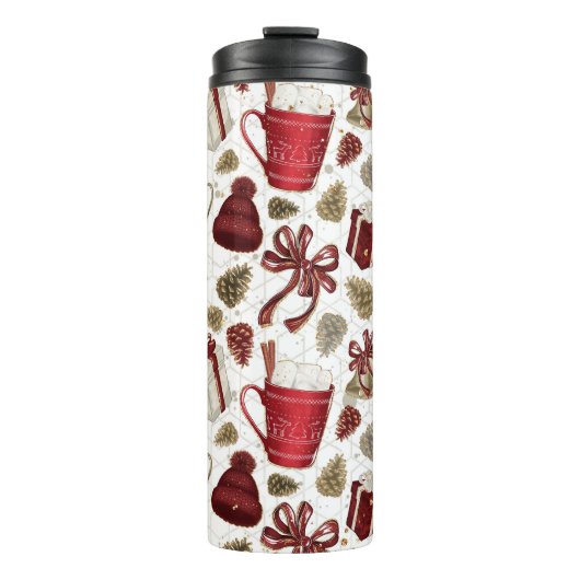 ホットチョコレートウールハットどんぐりが贈り物を弓 タンブラー (正面)