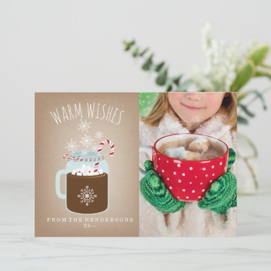 ホットチョコレートキャンディーケーン写真クリスマスカード シーズンカード (スタンド正面)