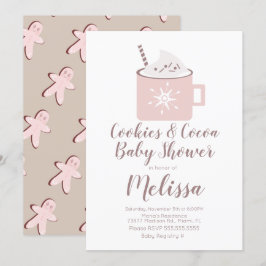 ホットチョコレートクッキーマグ冬の女の子ベビーシャワー 招待状
