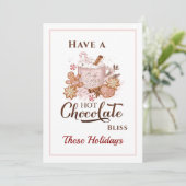 ホットチョコレートクッキーモダンピンククリスマスカード 案内状 (スタンド正面)