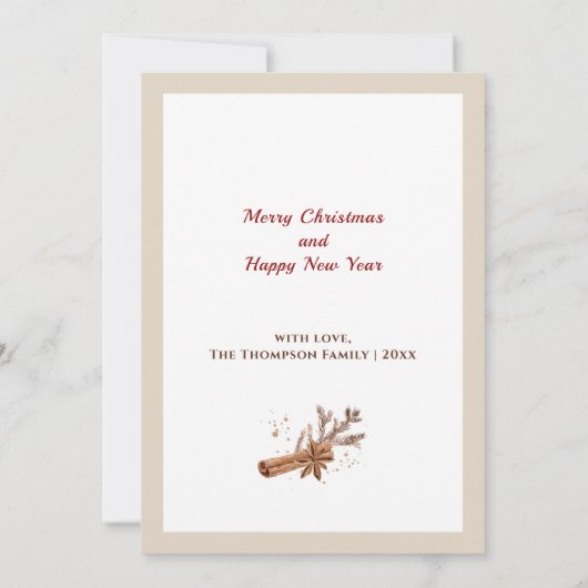 ホットチョコレートクッキーモダンベージュクリスマスカード 案内状 (裏面)