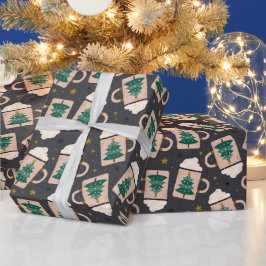 ホットチョコレートクリスマスツリーホリデー ラッピングペーパー