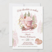 ホットチョコレートクリスマスバースデーパーティーへの招待 招待状 (正面)