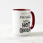 ホットチョコレートクリスマス雪だるま&名前をカスタムする マグカップ (正面右)