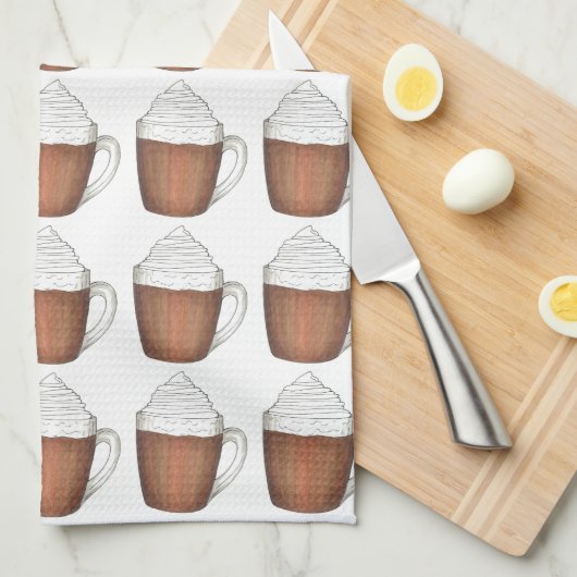 ホットチョコレートココアウィンタークリスマスホリデードリンク キッチンタオル (四つ折り)