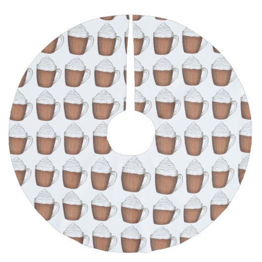 ホットチョコレートココアウィンタークリスマスホリデードリンク ブラッシュドポリエステルツリースカート (正面)