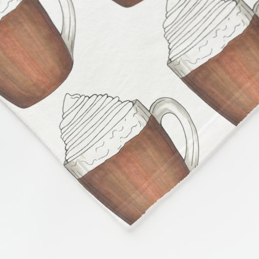 ホットチョコレートココアホイップクリームの冬のドリンク フリースブランケット (角)