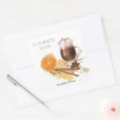 ホットチョコレートシナモンオレンジシーズンのご挨拶 スクエアシール (封筒)