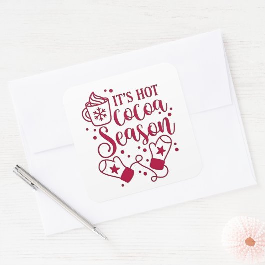 ホットチョコレートシーズンのカコアクリスマス スクエアシール (封筒)