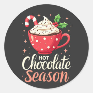 ホットチョコレートシーズンのクリスマス愛好家 ラウンドシール