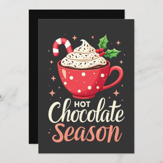 ホットチョコレートシーズンのクリスマス愛好家 招待状 (正面/裏面)
