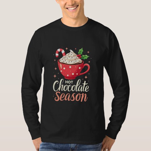 ホットチョコレートシーズンのクリスマス愛好家 Tシャツ (正面)