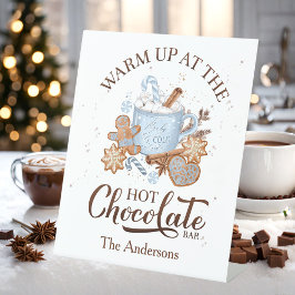 ホットチョコレートバーブルーブラウンクリスマスファミリー 台座サイン