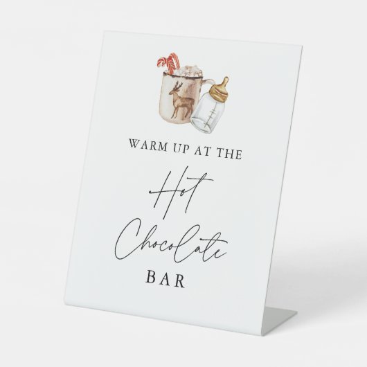 ホットチョコレートバー冬の赤ちゃんシャワーサイン 台座サイン (正面)