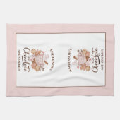 ホットチョコレートピンクのクリスマス名キッチンタオル キッチンタオル (横)