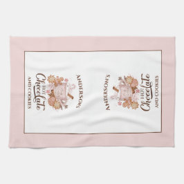 ホットチョコレートピンクのクリスマス名キッチンタオル キッチンタオル