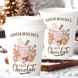 ホットチョコレートピンククリスマスネーム紙カップ 紙コップ